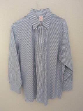 Brooks Brothers Blue & White Striped Cotton Button Down Shirt Size 17 4/5